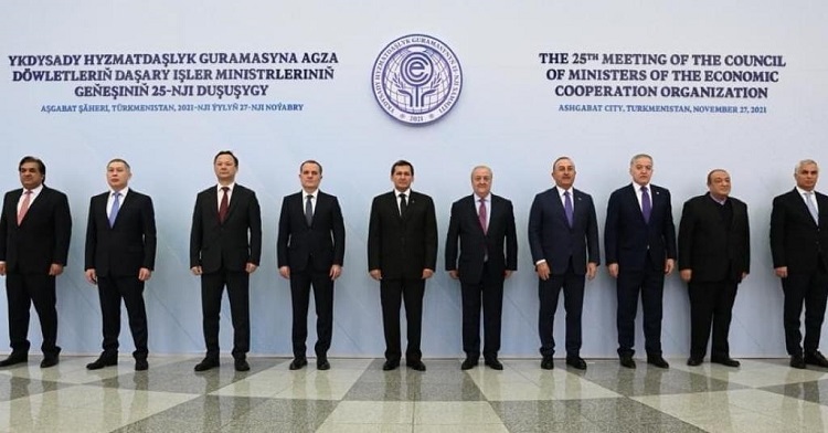 25th Meeting of Council of (Foreign) Ministers (COM) of Economic Cooperation Organization (ECO) held on 27 Nov 2021 at Ashgabat, Turkmenistan. The meeting discussed the progress and approved future programmes