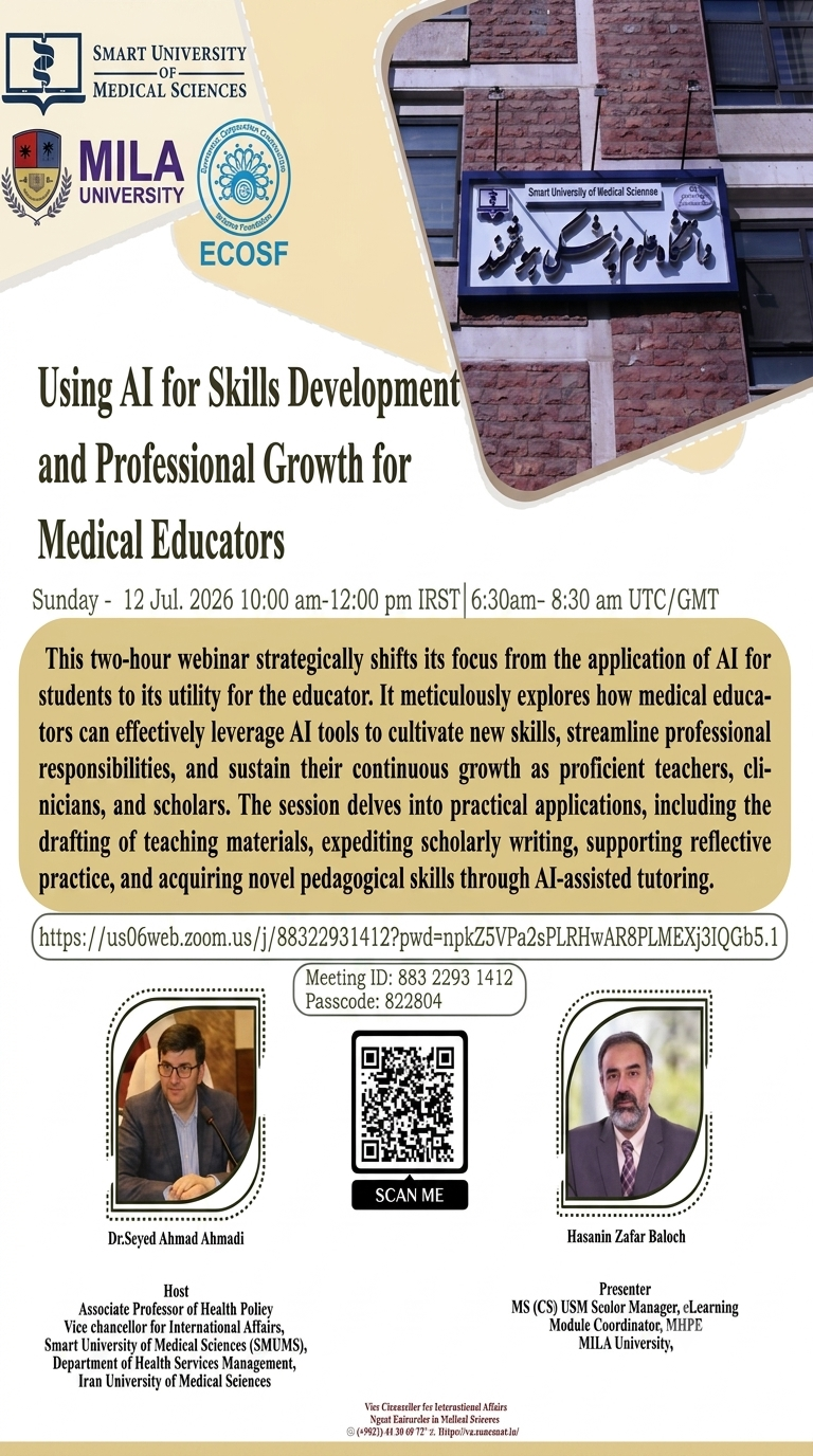 Webinar – Using AI for Skills Development and Professional Growth for Medical Educators – July 12, 2026
